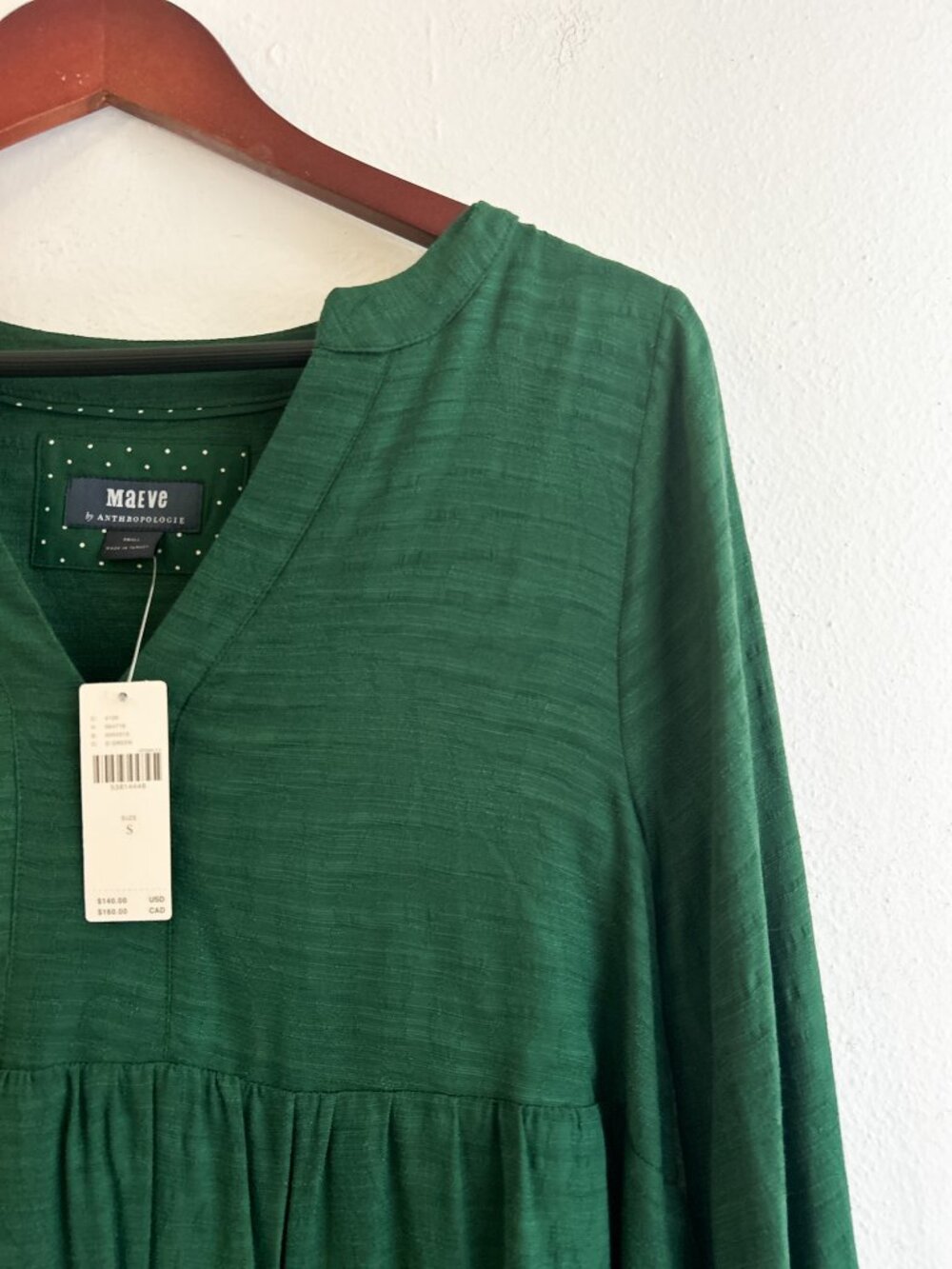 NWT Anthropologie MAEVE Green Textured Amber Tiered Tunic SZ Small - Picture 9 of 9